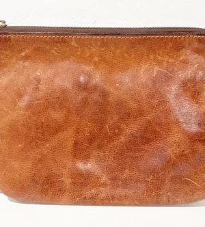 Patricia Nash Cassini Whiskey Brown Tan Leather Wristlet Clutch Purse thumbnail 1