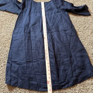 Roller Rabbit Lorena Navy 100% Linen Shift Dress 3/4 Sleeves Lined Pockets Sm thumbnail 7