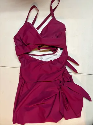 🆕 ZAFUL MEDIUM ✨ one piece cut out swimsuit maroon NWOT thumbnail 1