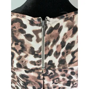 Maurices Womens Leopard Print Short‎ Sleeve Zipper Back Blouse Brown Size L thumbnail 5