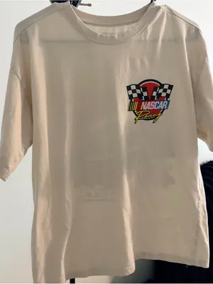 Nascar Cream Tee with Multicolor Racing Logo thumbnail 1
