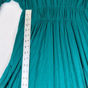 FP Beach Free People Teal Green Smocked Waist High-Low Maxi Dress XS Long Sleeve thumbnail 6