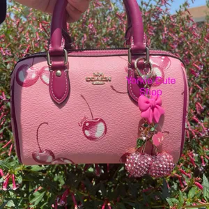 Juicy Couture New Handmade Pink Bow and Cherry Charms for Purse/ Bag/ Keychain thumbnail 3