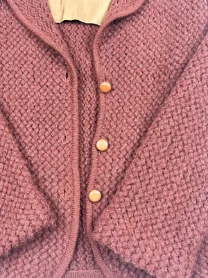 Vintage Gaby Tricot Milano Italy Textured Knit Cardigan Jacket 42 Burgundy thumbnail 2