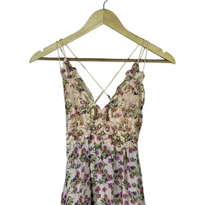 Free People Adella Floral Lace Ruffle Mini Dress Pink Purple Boho Cottagecore XS thumbnail 3