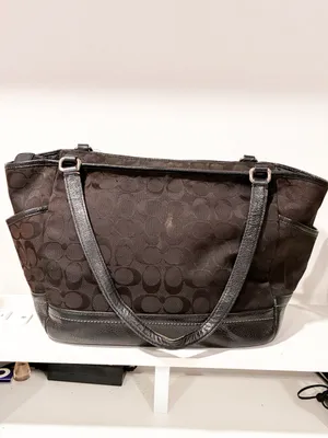 Coach Signature Park Carrie Vintage Tote Bag Black Monogram Canvas thumbnail 5