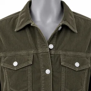 American Eagle Olive Green Corduroy Trucker Jacket XXL Womens Utility Coat thumbnail 4