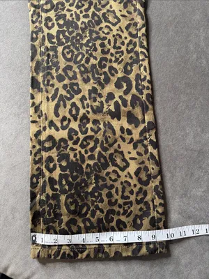 Women’s Leopard Print Wide Leg Denim Jeans Brown Black Y2K Size S NWOT thumbnail 8