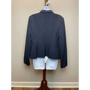 Ann Taylor Factory Blazer Size 10 Navy Satin Lined Single Button Classic Career thumbnail 3
