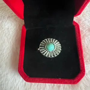 Gorgeous Silver Simulated Turquoise Ring Size 7 thumbnail 1