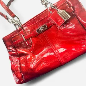 Vintage Coach Chelsea Jayden Cherry Red Patent Leather Tote 18960 Y2K thumbnail 1