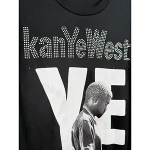 New black Kanye West graphic t-shirt L Rhinestone Concert Tee 2026 LA Unisex thumbnail 2