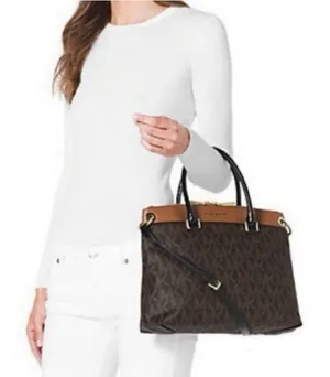 Michael Kors Aubrey Large Satchel Brown/Luggage women's bag shoulder purse‎ thumbnail 1