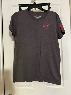 Under Armour Charcoal Short-Sleeve Tee with Pink Freedom Graphic thumbnail 3