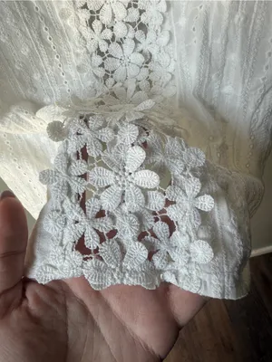 White Eyelet Lace Floral Crochet Boho Coquette Sleeveless Tank Top Women’s thumbnail 2