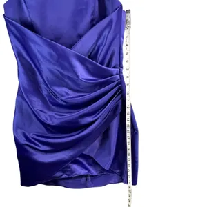 Y2K Strapless Star Box Dress‎ Purple Blue Ruched HOCO Special Occasion Womens L thumbnail 9