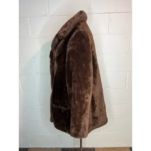 Faux fir coat brown double breasted 1970s Size undefined thumbnail 4
