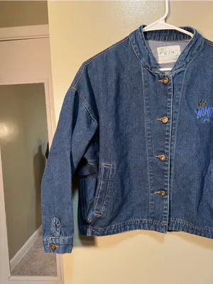 OJH Woman Women's Denim Jean Jacket Wonder Years Embroidered Medium Wash Boxy thumbnail 2