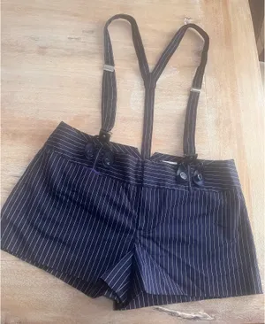Pinstripe shorts with suspenders  thumbnail 1