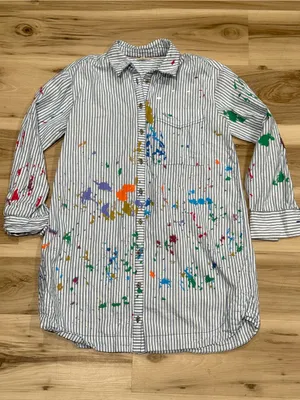 Anthropologie Pilcro Paint Splatter Long-Sleeve Shirt Dress Women’s XS thumbnail 2