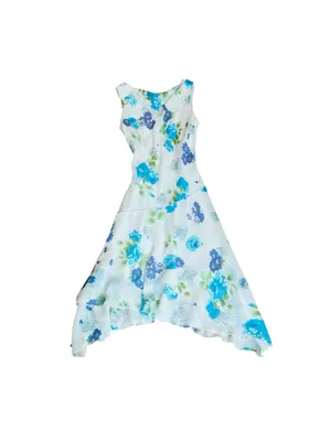 Y2K Vintage Midi Dress Cowl Neck Glitter Butterfly Floral Fairycore Asymmetric thumbnail 3