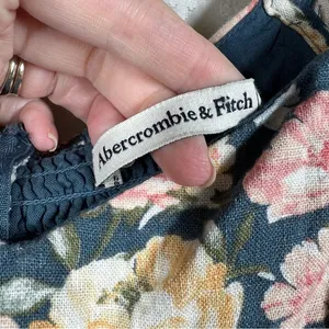 Abercrombie‎ & Fitch Blue Pink Floral Linen Blend Mini Dress thumbnail 3