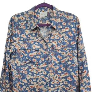 Haute Hippie‎ NWOT Long Sleeve Blue Floral Buttoned Midi Dress Size Small thumbnail 4