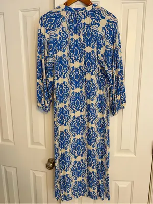 Zara Medallion Print Button Down Tunic Kaftan Midi Dress Size Small thumbnail 8