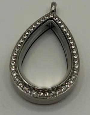 Origami Owl Teardrop‎ Locket Womens Silver Rhinestone Floating Charm Jewelry thumbnail 1