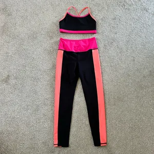 Lulus Goal-Oriented Black Color Block High Impact Leggings and sports bra‎ small thumbnail 2