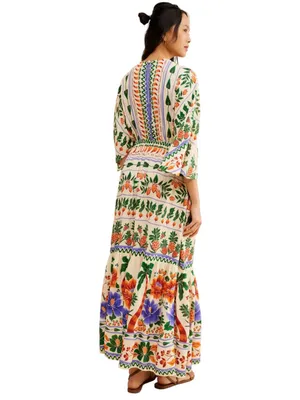 FARM Rio for Anthropologie V-Neck Kaftan Maxi Cut-Out Dress thumbnail 3