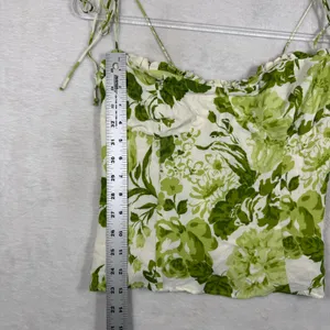 Reformation Green Floral‎ Tie Strap Smocked Back Viscose Cami Top Size 8 thumbnail 5