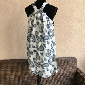 Skies Are Blue Pom Pom Paisley Halter Dress NEW NWT‎ White Size Small thumbnail 3