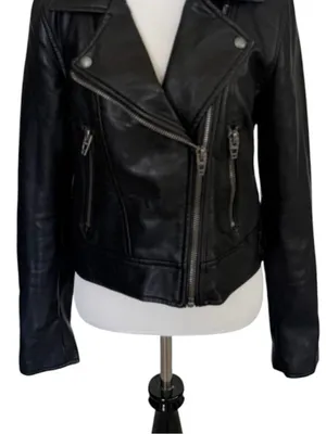 BLANKNYC Black Faux Leather Jacket Size Small thumbnail 4
