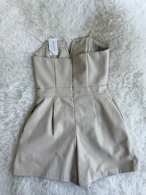 DO+BE Faux Leather Strapless Ruched Romper Style GY2171 thumbnail 4