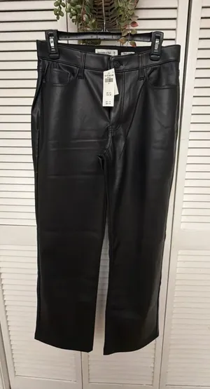 Abercrombie & Fitch Black Vegan Leather Pants thumbnail 1
