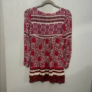 Free People Womens Tunic Top Boho Floral Lace Trim Burgundy Small thumbnail 5