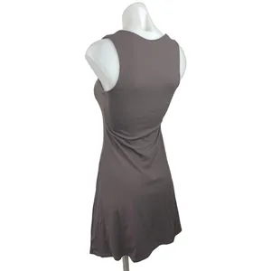 Qinsen Women's Gray Sleeveless Stretch Square Neck A Line Flare Mini Dress Sz 6 thumbnail 2