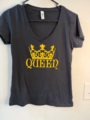 Next Level Apparel Black V-Neck Tee with Yellow Detail thumbnail 1