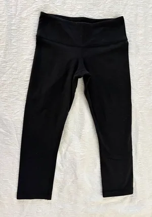 Lululemon Wunder Under Mid Rise Crop 21" Black Luon Yoga Leggings 4 thumbnail 1