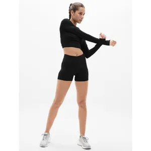 New Athleta M Momentum Flex Crop Top Black Long Sleeve Medium thumbnail 2