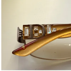 Christian Dior RARE Gold Baguette Jeweled CD3706 NLY 135 Eyeglasses Bella‎ Hadid thumbnail 5