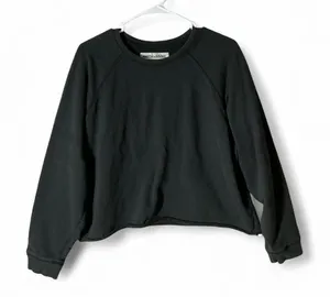 Smith + Rogue Black Cropped Raglan Sweatshirt 100% Tanguis Cotton‎ L Gorpcore thumbnail 1