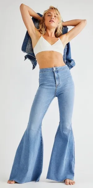 Free People Just Float On Flare Jeans Size 30 Women's Blue Wash Bell Bottom thumbnail 1
