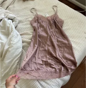 Intimissimi satin slip with Lace Insert Detail mauve medium thumbnail 3