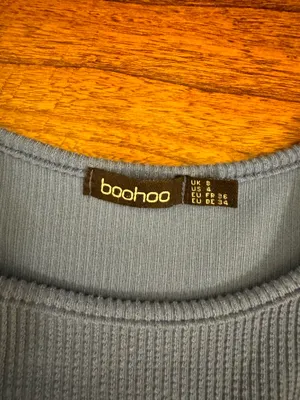 Boohoo body con blue dress with tie front thumbnail 3
