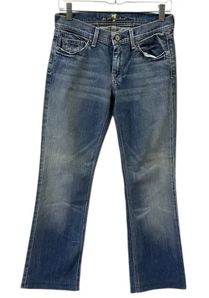 7 for all Mankind Justine Bootcut with Laced Ribbon Accent Pockets Blue Jeans 27 thumbnail 1