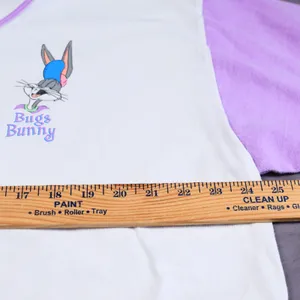 Vintage 90s Sun Sportswear Bugs Bunny Baseball Jersey Women Large White Purple thumbnail 10