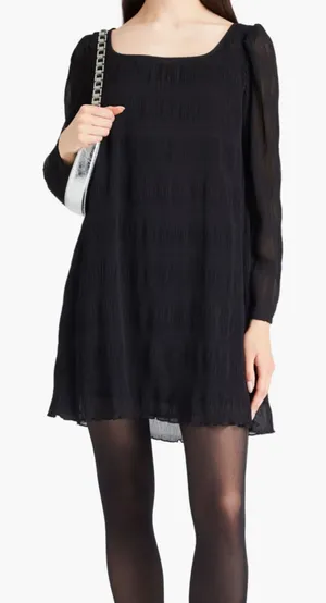 GANNI Plisse Georgette Mini Dress Black Sz‎ 40 (US 8/10) thumbnail 1