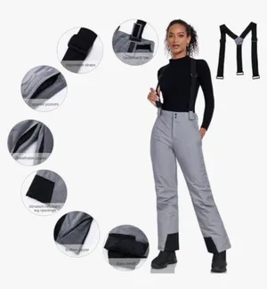 HOTIAN Women's Winter Ski Trousers, White thumbnail 3